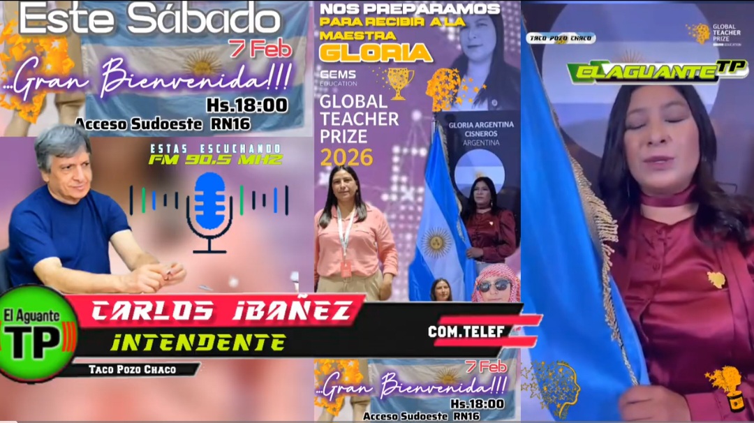  "&iexcl;Bienvenida a casa, Gloria! Taco Pozo recibir&aacute; a su representante en el Global Teacher Prize el s&aacute;bado 7 de febrero"